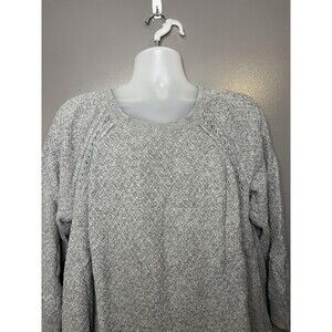LOFT Sweater Tunic Womens 24/26 Gray Textured Knit Scoop Neck Raglan Pullover